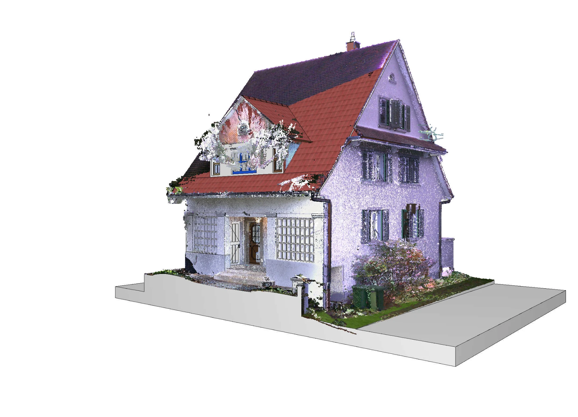 Vergleich zwischen Laserscan-Punktwolke und daraus abgeleitetem 3D-Modell