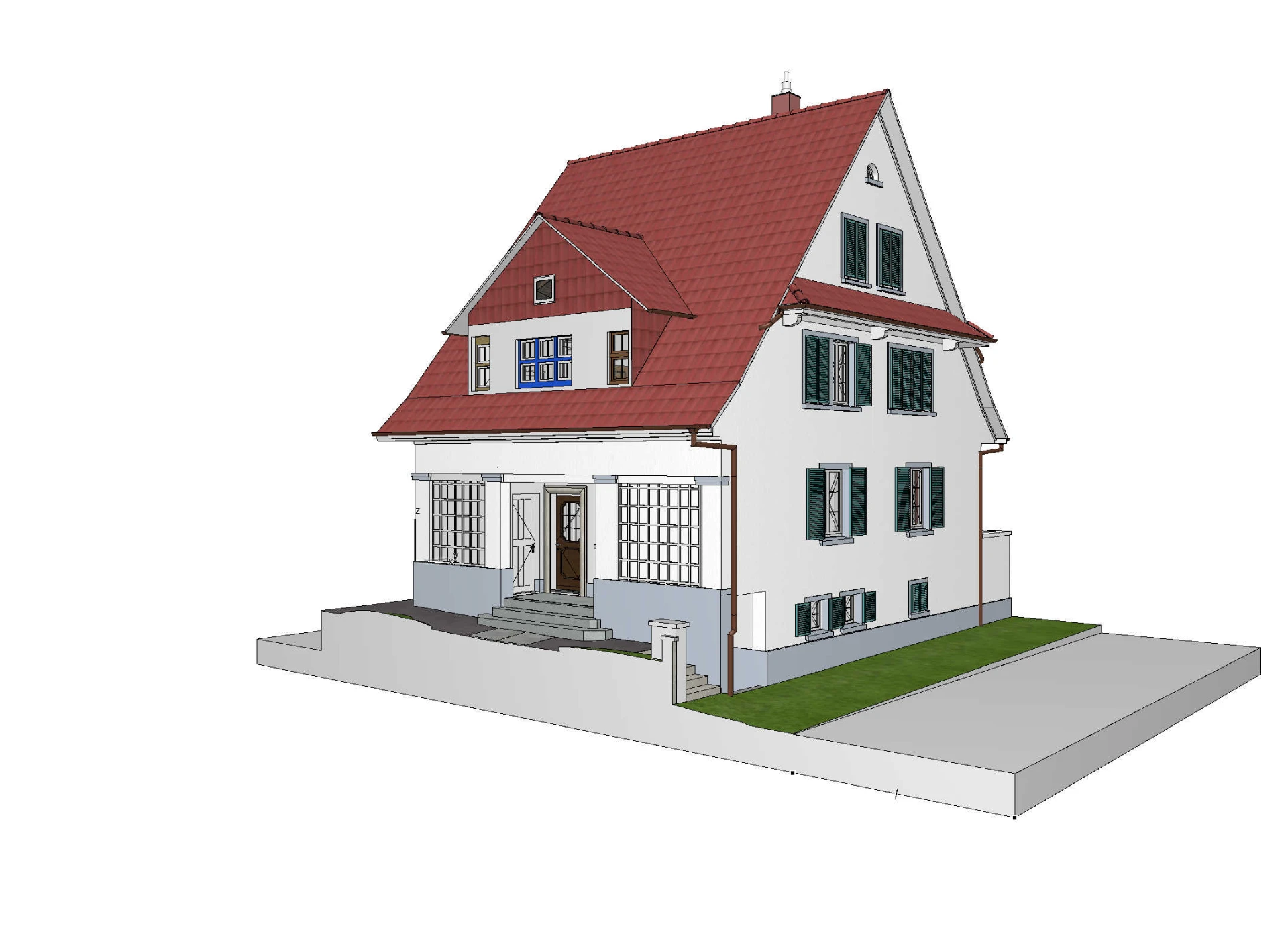 3D-Modell eines Wohnhauses im Detaillierungsgrad LOD 300